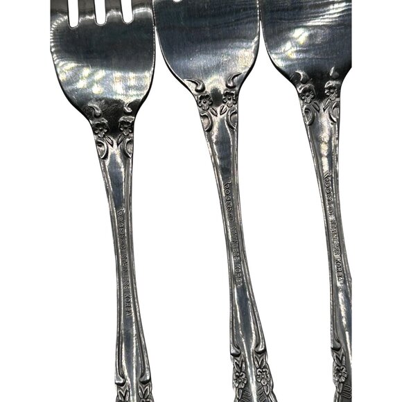 Stanley Roberts "Delight" Floral & Scrolls Silverware Set Of 8 Dinner Forks - Picture 6 of 6